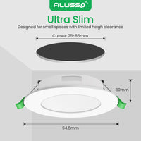 1 x RAW Customer Returns ALUSSO LED recessed spotlight 230V 5W  4500K, 340LM IP44 bathroom LED recessed lights, LED ceiling spots 75-85mm installation diameter, mini slim 30mm ultra flat for bathroom, living room, kitchen, set of 12 - RRP €47.39