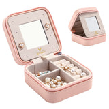 1 x RAW Customer Returns Vee Travel Jewelry Box, Small Jewelry Box for Women with Mirror, PU Leather Jewelry Box for Rings, Bracelets, Earrings, Necklaces, Gifts, Pink - RRP €12.53