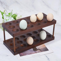 1 x RAW Customer Returns SUPERFINDINGS Wooden Egg Container Rack With 36 Holes Egg Storage Rack 2 Tier Wooden Egg Tray For Egg Container Egg Holder Egg Tray Organizer - RRP €30.29