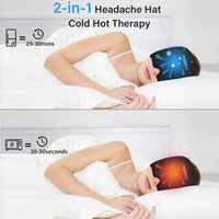 1 x RAW Customer Returns iTHERAU Migraine Mask Headache Mask, 360 Cover Adjustable Migraine Hat Migraine Relief Cap, Cold Warm Compress Cooling Pads Gel for Headaches, Swollen Eyes, Sinuses - RRP €25.56