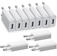 1 x RAW Customer Returns 10Pack 5W USB Charger Plug, 5V 1A Slim USB Charging Plug Power Supply for iPhone, Samsung Cell Phone, MP3, eBook Reader, USB Fan, Smartwatch and More White-10Pack  - RRP €21.17