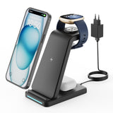 1 x RAW Customer Returns Wireless charger for Fitbit charging station - GEEKERA 3 in 1 charging station for Fitbit Watch Sense 2 Sense Versa 4 3, wireless charger for iPhone, Samsung, Google Pixel Phones, Androids, AirPods 3 2 - RRP €40.33