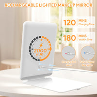 1 x RAW Customer Returns Famini LED Makeup Mirror with Light Travel Mirror, Rechargeable Travel Mirror with Lighting, 3-Color Lighting Dimmable Touch Screen Foldable Travel Makeup Mirror White  - RRP €12.99