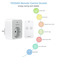 1 x RAW Customer Returns TESSAN Wireless Remote Control Socket, 30.5M Range Remote Control Socket, 3600W Remote Control Sockets with Switchable Socket and Magnetic Remote Control, Pre-Programmed Wireless Socket Suitable for Indoor Use - RRP €16.99