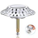 1 x RAW Customer Returns 2 in 1 Bathtub Plug Drainage Hair Catcher, Drain Plug Bathtub Hair Strainer, Plug Bathtub With Filtration Design Brass Anti-Clogging Height Adjustable Drain Strainer - RRP €15.41