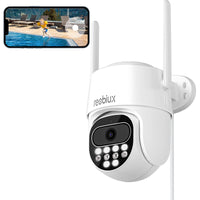 1 x RAW Customer Returns Reobiux 1080P Outdoor WiFi Surveillance Camera, Surveillance IP Camera with Color Night Vision, Automatic Tracking, Light and Sound Alarm, Continuous Recording, Two-Way Audio, IP66 - RRP €19.67