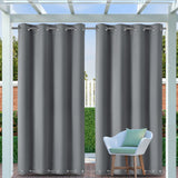 1 x RAW Customer Returns Clothink Outdoor Curtain Eyelets Top Bottom 132x245cm Grey Anti-Fade Wind Protection Sun Protection Privacy Protection Weatherproof - RRP €27.18