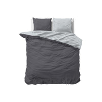 1 x RAW Customer Returns Sleeptime 100 cotton bed linen 240cm x 220cm grey anthracite - soft non-iron duvet covers with press studs - two-tone bed linen set with 2 pillowcases 60cm x 70cm - RRP €35.0