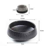 1 x RAW Customer Returns WANDIC Flower Arrangement Accessories, Round Flower Frog Ceramic Ikebana Vases for Ikebana Flower Arrangement Art Home Decoration, Bowl Shape, Black Dotted - RRP €29.39