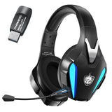 1 x RAW Customer Returns PHOINIKAS Wireless Gaming Headset, 2.4GHz Wireless PS4 Headset, USB Dongle for PS4 PS5 PC Switch, 7.1 Stereo, Detachable Microphone with Noise Cancelling, LED Lights - RRP €48.43