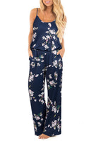 1 x RAW Customer Returns OUGES Women s Summer Sleeveless Jumpsuit Floral Overall Long Pants Suit Casual Playsuit Romper with Pockets FLoral05, L  - RRP €36.3