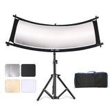 1 x RAW Customer Returns SUPON U Clamshell Light Reflector U-Shaped Clamshell Diffuser 110x50cm with Carrying Bag and Bracket, U-Shaped Curved Reflectors, Black White Gold Silver for Photo Studio - RRP €68.0