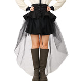 1 x RAW Customer Returns BPURB Steampunk Women s Victorian Ruffle Tulle Skirt Waist Belt Corset Petticoat Pirate Cosplay Halloween, Black-1, XS - RRP €35.99