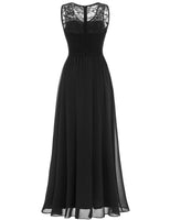 1 x RAW Customer Returns DRESSTELLS Women s Evening Dress Floor Length Elegant for Wedding Chiffon Bridesmaid Dresses Lace Cocktail Dress Sleeveless Ball Gown Black XL - RRP €62.99