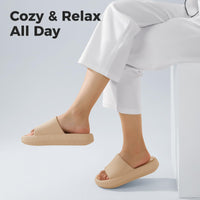 1 x RAW Customer Returns Leevar Slippers for Women Men, Cloud Shoes Thick Platform Summer Beach Eva Soft Sole Slide Sandals, Shower Quick Drying Bathroom Massage Pool Gym House Slipper Khaki 44 45 EU  - RRP €60.0