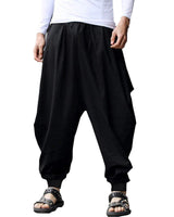 1 x RAW Customer Returns YAOHUOLE Harem Pants Men Baggy Pants Men Cotton Linen Pants Light Loose Harem Pants Men Long Black L - RRP €27.22