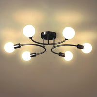 1 x RAW Customer Returns niuniaj Ceiling Lamp Vintage 6 Bulbs Ceiling Lamp Black Ceiling Light E27 Sputnik Chandelier Ceiling Light for Living Room Bedroom Dining Room Diameter 70 cm without bulb  - RRP €33.06