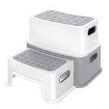 1 x RAW Customer Returns Ronipic Step Stool Children 2 Steps, Stool Children Bathroom Toilet, Children s Stool Bathroom with Non-Slip Feet and Surface, Multifunctional, Load Capacity up to 250 LBS Gray  - RRP €21.98