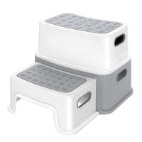 1 x RAW Customer Returns Ronipic Children s Step Stool 2 Steps, Stool Children s Bathroom Toilet, Children s Stool Bathroom with Non-Slip Feet and Surface, Multifunctional, Maximum Load 250 LBS Grey  - RRP €22.99