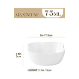 1 x RAW Customer Returns MALACASA, Ramekin.Dish series, 12-piece porcelain white dessert bowls, mini muffin baking cups, for sauce, dipping, souffle, pudding, oven safe - petal shape 3 7.5cm 75ml - RRP €22.99