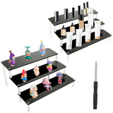 9 x Brand New JMIATRY 2 Pcs Acrylic Staircase Display Stand, 3 Tier Acrylic Display Stand, Acrylic Step Display Stand for Action Figures, Cosmetics, Perfume and Cakes 30 8 cm  - RRP €296.37