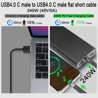 1 x RAW Customer Returns QIANRENON 240W USB4.0 C PD Fast Charging Short Cable 40Gbps USB Type C Male to Male Flat Data Short Cable 8K 60Hz Audio Video, 48V 5A Charging, for Smartphone Power Bank Laptop Tablet,13cm 5.1in - RRP €18.67