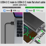 1 x RAW Customer Returns QIANRENON 240W USB4.0 C PD Fast Charging Short Cable 40Gbps USB Type C Male to Male Flat Data Short Cable 8K 60Hz Audio Video, 48V 5A Charging, for Smartphone Power Bank Laptop Tablet,13cm 5.1in - RRP €18.67