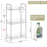 1 x RAW Customer Returns SPACEKEEPER acrylic storage trolley, 3-tier trolley, niche shelf on wheels, storage trolley for bathroom, bedroom, make-up, transparent - RRP €26.99