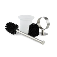 1 x RAW Customer Returns Hystun toilet brush holder, toilet brush, wall-mounted toilet brush holder, wall-mounted toilet set, toilet brush with holder for wall mounting, including replacement brush, stainless steel glass, 3M adhesive - RRP €16.13