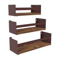 1 x RAW Customer Returns EYMPEU Floating Shelves in Wood and Iron, Decoration and Space Saving for Kitchen, Bathroom, Living Room, Office, Wall Shelf Brown 40x13x11.7cm Set of 3 - RRP €21.68