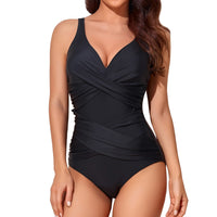 1 x RAW Customer Returns Smismivo Swimsuit Women Tummy Control Push Up Shape Swimsuit with Underwire Retro Slimming Gathering One Piece Swimwear Plus Size Swimsuits for Women Swimming Suits Bathing Suit Black Black  - RRP €39.99