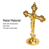 1 x RAW Customer Returns Uxsiya Standing Crucifix, Laser Engraved Holy Crucifix Metal Material Attractive Decorative Intarsia Red for Desktop Decoration - RRP €20.4