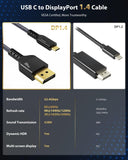 1 x RAW Customer Returns Maxonar USB C DisplayPort Cable 8K 60Hz 4K 60Hz 144Hz 120Hz 5K 60Hz 2K 240Hz Thunderbolt 3 4 to DisplayPort HBR3 Type C DP 1.4 for Mac Studio MacBook Pro Mini Galaxy S22 VESA Certified 2M Black - RRP €20.16