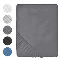 4 x Brand New Qidordour fitted sheet 90 x 200 cm anthracite, high-quality fitted sheet 30 cm deep pocket, breathable bed sheet with storage pockets, for all seasons - RRP €81.6