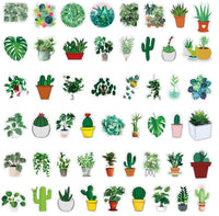 2 x Brand New Pack of 100 creative plant stickers for windows and walls - green potted plants, hanging plant leaves and PVC bonsai wall stickers - ideal for decorating windows, glass doors, walls and more - RRP €40.8