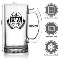 1 x RAW Customer Returns Best DAD in the world beer mug beer glass 0.5 liter in a gift box, retirement gift beer gifts for men, gift for DAD for Father s Day gift birthday anniversary Father s Day Christmas - RRP €15.82