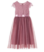 1 x RAW Customer Returns Ugitopi Girls Dress Kids Tulle Party Princess Dress Dusty Rose 140  - RRP €30.97