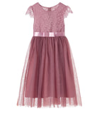 1 x RAW Customer Returns Ugitopi Girls Dress Kids Tulle Party Princess Dress Dusty Rose 140  - RRP €30.97