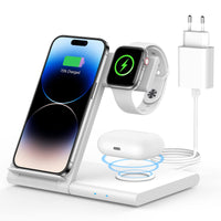 1 x RAW Customer Returns 3 in 1 Charging Station Apple Watch and iPhone, 18W Inductive Charging Station Fast Wireless Charger Stand for iPhone 15 14 13 12 11 Pro Max XS XR X 8 Plus, iWatch 9 8 7 6 SE 5 4 3 2 AirPods - RRP €32.99