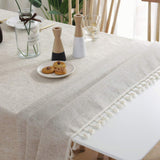 1 x RAW Customer Returns meioro Solid Color Tassel Tablecloth Rectangular Tablecloth Cotton Linen Tablecloth Suitable for Home Kitchen Decoration, Various Sizes - RRP €19.15