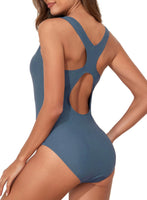 1 x RAW Customer Returns Aleumdr One Piece Slimming Swimsuit Women Slimming Sports Sexy Slimming Swimwear, 741 Light Blue, L - RRP €24.99