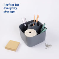 1 x RAW Customer Returns BLUE GINKGO Multipurpose Storage - Stackable Plastic Caddy with Handle Craft Caddy, Desk Caddy, Art Organizers and Containers, Makeup Caddy Square - Gray - RRP €18.62