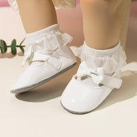 1 x RAW Customer Returns CENCIRILY Baby Girl Bowknot Princess Shoes Newborn Flowers Mary Jane Flats first steps, A08 white, 12-18 months - RRP €58.8