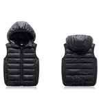 1 x RAW Customer Returns Ommda Quilted Vest Boys Girls Winter Jacket Warm Lightweight Hooded Vest Outfit Bodywarmer Quilted Sleeveless Jacket Black 13-15 Years - RRP €29.75