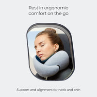 1 x RAW Customer Returns OSTRICHPILLOW Go - Luxury Travel Pillow with Memory Foam, Airplane Pillow, Car Travel Pillow, Neck Rest One Size, Dark Night  - RRP €69.0