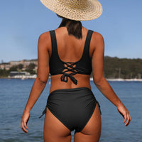 1 x RAW Customer Returns Evolyline Bikini Women Set Tummy Control Push Up Sexy High Waist, Twist Front Swimwear Women V-Neck Cross Back Swimsuits, Bikini Sets for Women Swimsuit Two Piece Swimsuit - RRP €35.28