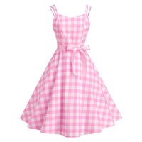 1 x RAW Customer Returns Women s 1950s Rockabilly Dress Sleeveless Halterneck Vintage Cocktail Dress Polka Dot Checkered Retro Swing Dress A Line Elegant Wedding Party Dress Festive Ball Gown Pink-Sleeveless S - RRP €28.49