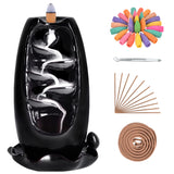 1 x RAW Customer Returns SOLEJAZZ Backflow Incense Burner Waterfall Ceramic Incense Holder with Black  - RRP €21.17