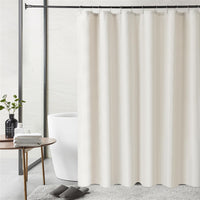 1 x RAW Customer Returns SK Studio shower curtain, bathroom curtain, textile made of linen, waterproof and quick-drying, washable, high-quality fabric shower curtain, bathtub, beige, 120x200cm - RRP €25.2