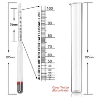 1 x RAW Customer Returns Notimin 2-piece alcohol meter hydrometer 0-100 vol alcohol vinometer glass measuring cylinder measuring brush cleaning cloths for all spirits distillates such as whiskey, brandy, vodka etc. without thermometer  - RRP €16.54